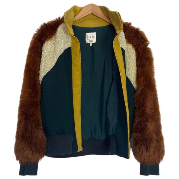 Sea New York Colorblock Faux Fur Track Jacket - Picture 6 of 11